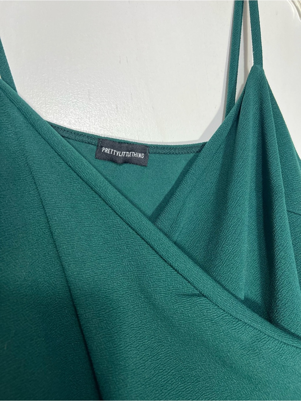 PrettyLittleThing Teal Asymmetrical Bodycon green Dress Size 16 - Picture 4 of 8
